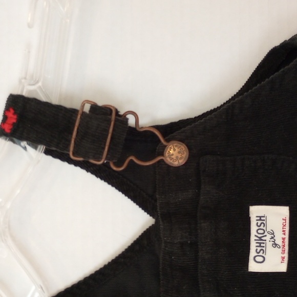 OSHKOSH GIRL'S BLACK CORDUROY OVERALL SIZE 12 Months - Picture 5 of 7